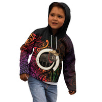 Vanuatu Boar Cowboy Kid Hoodie Tusk Gradient Polynesian Pattern LT14 - Polynesian Pride