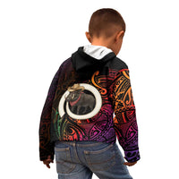 Vanuatu Boar Cowboy Kid Hoodie Tusk Gradient Polynesian Pattern LT14 - Polynesian Pride