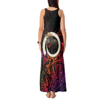 Vanuatu Boar Cowboy Tank Maxi Dress Tusk Gradient Polynesian Pattern - Polynesian Pride