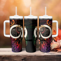 Vanuatu Boar Cowboy Tumbler With Handle Tusk Gradient Polynesian Pattern - Polynesian Pride