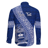 Personalised Fiji Queen Victoria School Family Matching Long Sleeve Bodycon Dress and Hawaiian Shirt Fijian Tapa Pattern LT14 - Polynesian Pride
