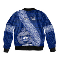 Personalised Fiji Queen Victoria School Sleeve Zip Bomber Jacket Fijian Tapa Pattern LT14 - Polynesian Pride