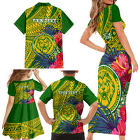Personalised Leone High School Family Matching Short Sleeve Bodycon Dress and Hawaiian Shirt American Samoa Schools Polynesian Tropical Flowers LT14 - Polynesian Pride