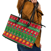 Hawaii Christmas Leather Tote Bag Mele Kalikimaka LT14 - Polynesian Pride