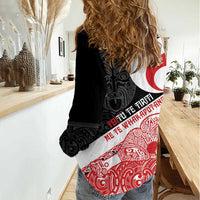 Toitu Te Tiriti Me Te Whakaputanga Women Casual Shirt Maori Wahaika With Haka Face