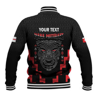 Personalised Toitu Te Tiriti Mana Maori Motuhake Baseball Jacket Aotearoa Haka Face Mix Poutama Art