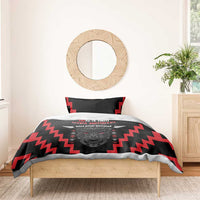 Personalised Toitu Te Tiriti Mana Maori Motuhake Bedding Set Aotearoa Haka Face Mix Poutama Art