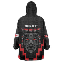 Personalised Toitu Te Tiriti Mana Maori Motuhake Wearable Blanket Hoodie Aotearoa Haka Face Mix Poutama Art