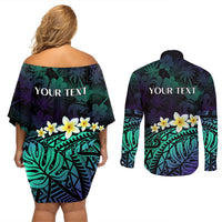 Personalised Pasifika Festival Auckland Couples Matching Off Shoulder Short Dress and Long Sleeve Button Shirt 2024 Pacific Islands Polynesian Pattern LT14 - Polynesian Pride