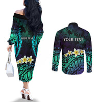 Personalised Pasifika Festival Auckland Couples Matching Off The Shoulder Long Sleeve Dress and Long Sleeve Button Shirt 2024 Pacific Islands Polynesian Pattern LT14 - Polynesian Pride