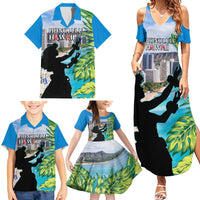 Personalised Honolulu Aloha Hawaii Family Matching Summer Maxi Dress and Hawaiian Shirt Tropical Leaves With Hula Girl LT14 - Polynesian Pride