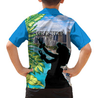 Personalised Honolulu Aloha Hawaii Family Matching Tank Maxi Dress and Hawaiian Shirt Tropical Leaves With Hula Girl LT14 - Polynesian Pride