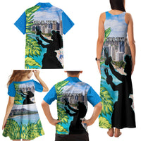 Personalised Honolulu Aloha Hawaii Family Matching Tank Maxi Dress and Hawaiian Shirt Tropical Leaves With Hula Girl LT14 - Polynesian Pride