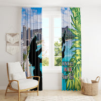 Personalised Honolulu Aloha Hawaii Window Curtain Tropical Leaves With Hula Girl LT14 - Polynesian Pride