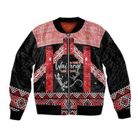 Toitu Te Tiriti O Waitangi Bomber Jacket Maori Wharenui With Taniko Motifs