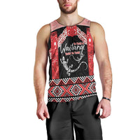 Toitu Te Tiriti O Waitangi Men Tank Top Maori Wharenui With Taniko Motifs