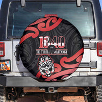 New Zealand 1840 Waitangi Day Spare Tire Cover Aotearoa Haka Mask - Red Version LT14 Red - Polynesian Pride