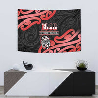 New Zealand 1840 Waitangi Day Tapestry Aotearoa Haka Mask - Red Version LT14 - Polynesian Pride