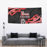 New Zealand 1840 Waitangi Day Tapestry Aotearoa Haka Mask - Red Version LT14 - Polynesian Pride