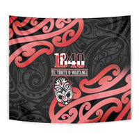 New Zealand 1840 Waitangi Day Tapestry Aotearoa Haka Mask - Red Version LT14 - Polynesian Pride
