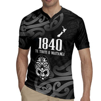 New Zealand 1840 Waitangi Day Rugby Jersey Aotearoa Haka Mask - Black Version