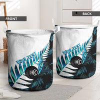 New Zealand Lawn Bowls Custom Laundry Basket Aotearoa Silver Fern Paua Shell LT14 - Polynesian Pride