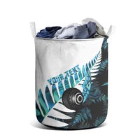 New Zealand Lawn Bowls Custom Laundry Basket Aotearoa Silver Fern Paua Shell LT14 - Polynesian Pride