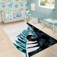 New Zealand Lawn Bowls Custom Area Rug Aotearoa Silver Fern Paua Shell LT14 - Polynesian Pride