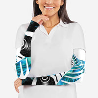 New Zealand Lawn Bowls Custom Arm Sleeves Aotearoa Silver Fern Paua Shell LT14 - Polynesian Pride