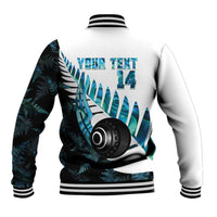 New Zealand Lawn Bowls Custom Baseball Jacket Aotearoa Silver Fern Paua Shell LT14 - Polynesian Pride