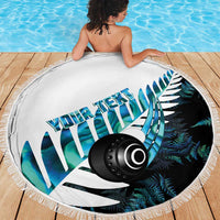 New Zealand Lawn Bowls Custom Beach Blanket Aotearoa Silver Fern Paua Shell LT14 - Polynesian Pride