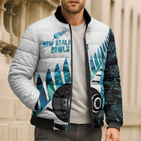 New Zealand Lawn Bowls Custom Bomber Puffer Jacket Aotearoa Silver Fern Paua Shell LT14 - Polynesian Pride
