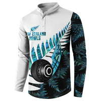 New Zealand Lawn Bowls Custom Button Sweatshirt Aotearoa Silver Fern Paua Shell LT14 - Polynesian Pride