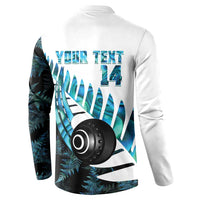 New Zealand Lawn Bowls Custom Button Sweatshirt Aotearoa Silver Fern Paua Shell LT14 - Polynesian Pride