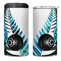 New Zealand Lawn Bowls Custom 4 in 1 Can Cooler Tumbler Aotearoa Silver Fern Paua Shell LT14 One Size: 16 oz Black - Polynesian Pride