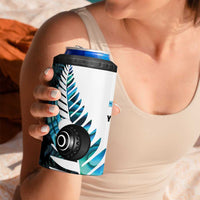 New Zealand Lawn Bowls Custom 4 in 1 Can Cooler Tumbler Aotearoa Silver Fern Paua Shell LT14 - Polynesian Pride