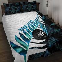 New Zealand Lawn Bowls Custom Quilt Bed Set Aotearoa Silver Fern Paua Shell LT14 Black - Polynesian Pride