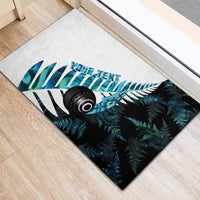 New Zealand Lawn Bowls Custom Rubber Doormat Aotearoa Silver Fern Paua Shell LT14 - Polynesian Pride