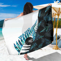 New Zealand Lawn Bowls Custom Sarong Aotearoa Silver Fern Paua Shell LT14 One Size 44 x 66 inches Black - Polynesian Pride