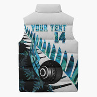 New Zealand Lawn Bowls Custom Sleeveless Puffer Jacket Aotearoa Silver Fern Paua Shell LT14 - Polynesian Pride