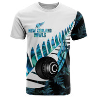 New Zealand Lawn Bowls Custom T Shirt Aotearoa Silver Fern Paua Shell LT14 Black - Polynesian Pride