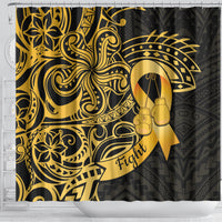 Polynesia Bone Cancer Awareness Shower Curtain Fight Warriors