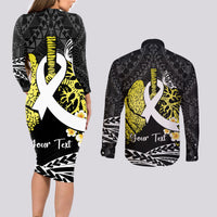 Personalised Polynesia World Lung Cancer Day Couples Matching Long Sleeve Bodycon Dress and Long Sleeve Button Shirt Faith Hope Love