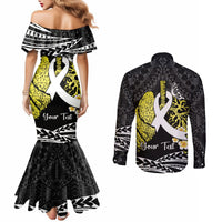 Personalised Polynesia World Lung Cancer Day Couples Matching Mermaid Dress and Long Sleeve Button Shirt Faith Hope Love LT14 - Polynesian Pride