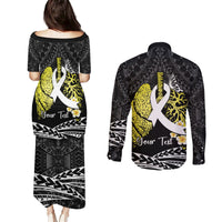 Personalised Polynesia World Lung Cancer Day Couples Matching Puletasi and Long Sleeve Button Shirt Faith Hope Love LT14 - Polynesian Pride