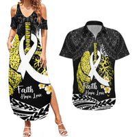 Personalised Polynesia World Lung Cancer Day Couples Matching Summer Maxi Dress and Hawaiian Shirt Faith Hope Love LT14 Black - Polynesian Pride