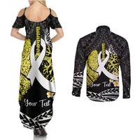 Personalised Polynesia World Lung Cancer Day Couples Matching Summer Maxi Dress and Long Sleeve Button Shirt Faith Hope Love LT14 - Polynesian Pride