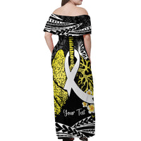 Personalised Polynesia World Lung Cancer Day Off Shoulder Maxi Dress Faith Hope Love