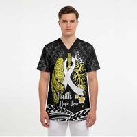 Personalised Polynesia World Lung Cancer Day Scrub Top Faith Hope Love - Polynesian Pride