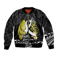 Personalised Polynesia World Lung Cancer Day Sleeve Zip Bomber Jacket Faith Hope Love